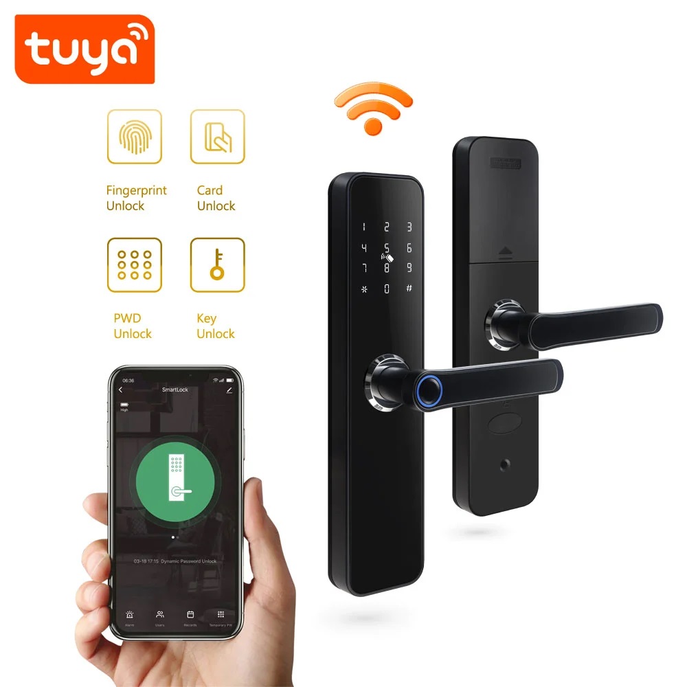 Serrure de porte connectée Smart (WiFi) avec lecteur d'empreinte digitale